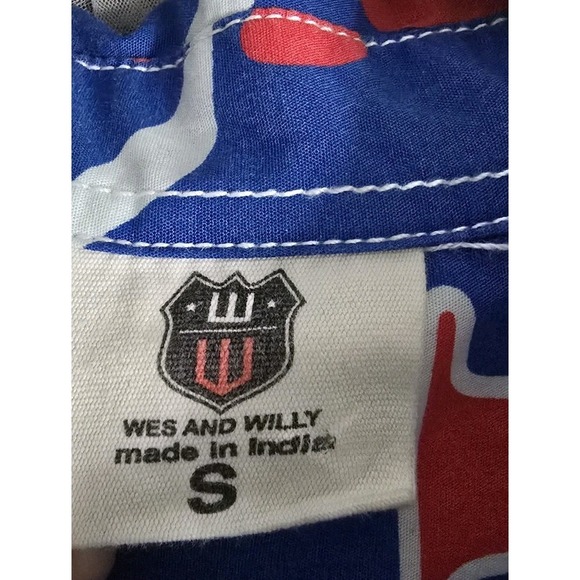 Wes and Willy Mens College Hawaiian Shirt Short Sleeve Button Up Vintage Floral - Picture 3 of 4